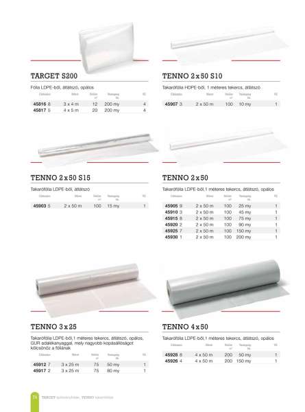 Fólia, LDPE, áttetsző, opálos Target S200 4x5m Fólia, LDPE, áttetsző, opálos Target S200 4x5m