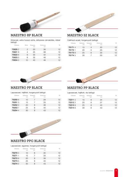 Laposecset hajlított, kevert fekete sörte Maestro PP 10mm black Laposecset hajlított, kevert fekete sörte Maestro PP 10mm black