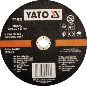 Fémvágókorong 230x2,0x22 YATO Fémvágókorong 230x2,0x22 YATO
