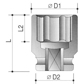 Erősített dugókulcs 1col meghajtóval 32mm Erősített dugókulcs 1col meghajtóval 32mm