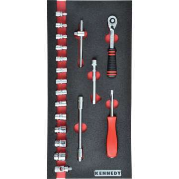 19 részes metrikus KEN-GRIP 1/4col dugókulcs készlet szivacsban M1832