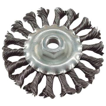 115mm M14 drótcsiszoló körkefe sarokcsiszolóhoz, sodrott erős, kúpos EXTOL 115mm M14 drótcsiszoló körkefe sarokcsiszolóhoz, sodrott erős, kúpos EXTOL