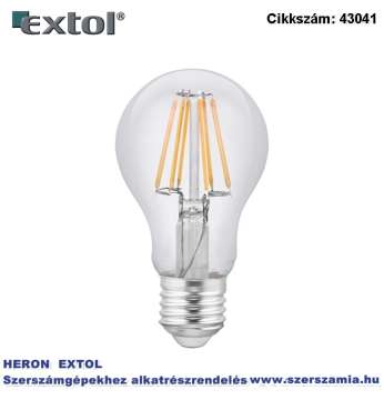 LED-es villanykörte 8W 1000 lumen 75W hagyomány., Filament LED,E27 foglalat, Meleg Fehér színű