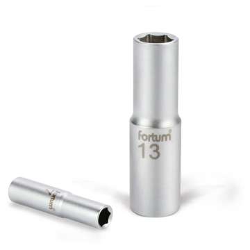 FORTUM hosszított dugófejek, 1/2col, 16 mm, 61CrV5, mattkróm