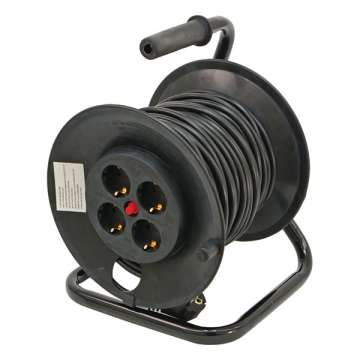 40m-es villamos hosszabbító, dobra tekerve, 4 aljzat, 250V-16A, max : 2300W/920W 1,0mm2 40m-es villamos hosszabbító, dobra tekerve, 4 aljzat, 250V-16A, max : 2300W/920W 1,0mm2