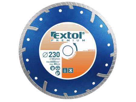 EXTOL PREMIUM, TURBO plus gyémántvágó 150mm, száraz és vizes vágáshoz, vágási mélység: 3,0 cm EXTOL PREMIUM, TURBO plus gyémántvágó 150mm, száraz és vizes vágáshoz, vágási mélység: 3,0 cm