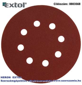 Csiszolókorong vászon tépőzáras, 125 mm, 8 lyukkal, P240-es, 407202, 8894201 és 8894202-höz 10db/csomag Csiszolókorong vászon tépőzáras, 125 mm, 8 lyukkal, P240-es, 407202, 8894201 és 8894202-höz 10db/csomag