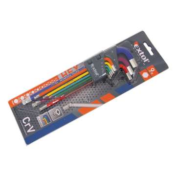 EXTOL PREMIUM 9 db-os gömbfejű imbuszkulcs készlet, extra hosszú, 1,5-10mm, több színű, CV EXTOL PREMIUM 9 db-os gömbfejű imbuszkulcs készlet, extra hosszú, 1,5-10mm, több színű, CV