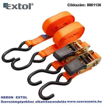 Rakományrögzítő gurtni, 2db, kampós, max. 800kg 5m x 25 mm, EN12195-2,tüv/gs