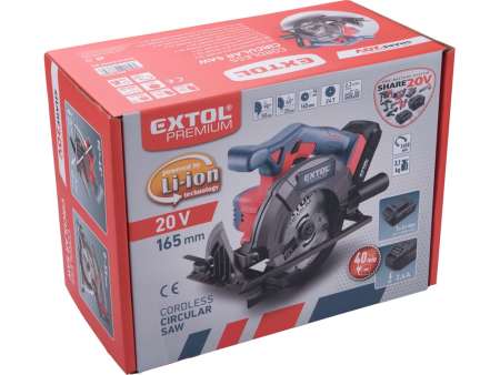 Akkus körfűrészgép, Share20V, 20V, Li-ion, 1db akku, 1db töltő, 2000 mAh, 0-3650 ford/perc, 165 mm tárcsa Akkus körfűrészgép, Share20V, 20V, Li-ion, 1db akku, 1db töltő, 2000 mAh, 0-3650 ford/perc, 165 mm tárcsa