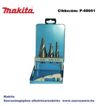 Lépcsős fúró készlet HSS-G 4-12/20/30 mm MAKITA (MK-P-69951) Lépcsős fúró készlet HSS-G 4-12/20/30 mm MAKITA (MK-P-69951)