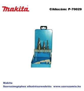 Lépcsős fúró készlet HSS Co5% 4-12/20/30 mm MAKITA (MK-P-70029) Lépcsős fúró készlet HSS Co5% 4-12/20/30 mm MAKITA (MK-P-70029)